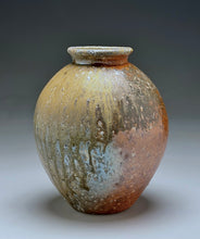 Load image into Gallery viewer, Contoured Vase with Felspar Stone in Natural Ash Glaze, 8"h (Silas Bradley)