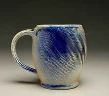 Load image into Gallery viewer, Combed Mug in Cobalt, Yellow Matte & Ash Glazes, 4.5"h (Ben Owen III)