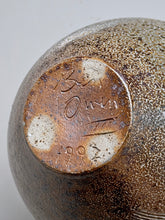 Load image into Gallery viewer, Combed Contoured Egg Vase in Cobalt & Natural Ash Glazes, 7.5"h (Pots From The Past)
