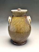 Load image into Gallery viewer, Combed Covered Jar in Copper Penny & Ash Glazes, 8.75"h (Tableware Collection)