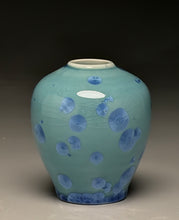 Load image into Gallery viewer, Egg Vase in Turquoise Crystalline, 4"h (Benjamin Owen IV)