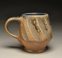 Load image into Gallery viewer, Combed Mug in Cobalt, Yellow Matte & Ash Glazes, 4.5"h (Ben Owen III)