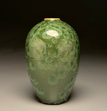 Load image into Gallery viewer, Egg Vase in Lily Pad Green Crystalline, 6"h (Ben Owen III)