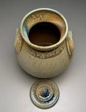 Load image into Gallery viewer, Combed Covered Jar #2 in Multi-Layered Glazes, 9"h (Tableware Collection)