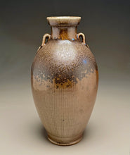 Load image into Gallery viewer, Combed Two-Handled Vase in Copper Penny and Ash Glazes, 12"h (Ben Owen III)