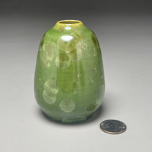 Load image into Gallery viewer, Miniature Pear Vase in Lily Pad Green Crystalline, 3.5"h (Ben Owen III)