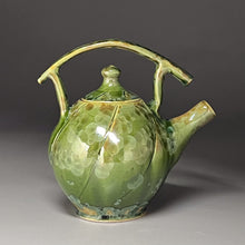 Load image into Gallery viewer, Melon Teapot with Post-and-Lintel Handle in Lily Pad Green Glaze, 8"h (Ben Owen III)