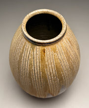 Load image into Gallery viewer, Combed Flower Vase in Ash, Yellow Matte & Cobalt, 11.25"h (Ben Owen III)