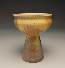 Load image into Gallery viewer, Pedastal Bowl in Yellow Matte & Ash, 7"h (Silas Bradley)