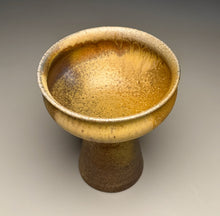 Load image into Gallery viewer, Pedastal Bowl in Yellow Matte & Ash, 7"h (Silas Bradley)