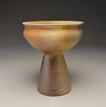 Load image into Gallery viewer, Pedastal Bowl in Yellow Matte & Ash, 7"h (Silas Bradley)