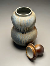 Load image into Gallery viewer, Lidded Gourd Vase in Ash with Cobalt, 13.5"h (Silas Bradley)
