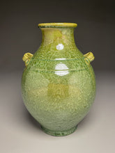 Load image into Gallery viewer, Handled Han Vase in Lily Pad Green Crystalline, 10.5"h (Ben Owen III)