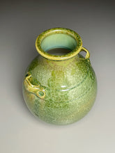 Load image into Gallery viewer, Handled Han Vase in Lily Pad Green Crystalline, 10.5"h (Ben Owen III)