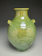 Load image into Gallery viewer, Handled Han Vase in Lily Pad Green Crystalline, 10.5"h (Ben Owen III)