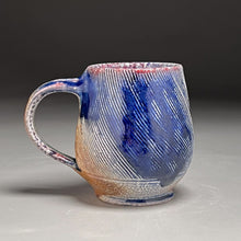 Load image into Gallery viewer, Combed Mug #3 with Salt, Cobalt, and Ash Glazes, 4"h (Ben Owen III)