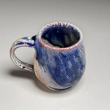 Load image into Gallery viewer, Combed Mug #3 with Salt, Cobalt, and Ash Glazes, 4"h (Ben Owen III)