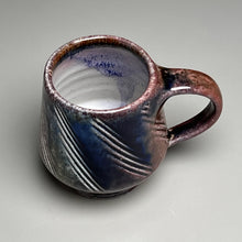 Load image into Gallery viewer, Combed Mug with Salt, Cobalt, and Ash & Copper Blush Glazes, 4"h (Ben Owen III)