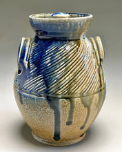 Load image into Gallery viewer, Combed Covered Jar #2 in Multi-Layered Glazes, 8"h (Tableware Collection)