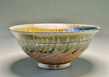 Load image into Gallery viewer, Combed Trumpet Flair Bowl in Multi-Layered Glazes, 11"dia. (Tableware Collection)