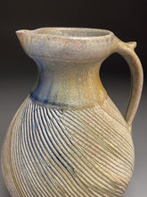 Load image into Gallery viewer, Combed Pitcher in Cobalt, Yellow Matte and Ash Glazes, 10.75"h (Ben Owen III)
