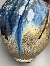 Load image into Gallery viewer, Melon Egg Vase in Cobalt, Yellow Matte, Salt and Ash Glazes, 7.75"h (Pots From The Past)
