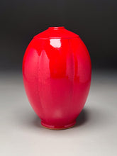 Load image into Gallery viewer, Square-Shouldered Melon Egg Vase in Chinese Red, 9"h (Ben Owen III)