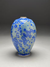 Load image into Gallery viewer, Square Shouldered Melon Egg Vase in Cobalt Crystalline, 8.75"h (Ben Owen III)