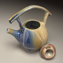 Load image into Gallery viewer, Melon Teapot with Post-and-Lintel Handle in Cobalt, and Ash Glazes, 8.75"h (Ben Owen III) (Copy)