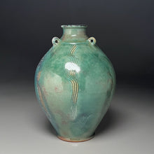 Load image into Gallery viewer, Edo Jar with Combed Water Lines in Patina Green, 11.25"h (Ben Owen III)