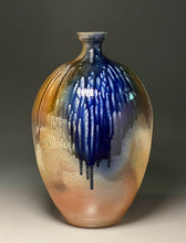 Load image into Gallery viewer, Bottle in Multi-Layered Glaze with Cobalt, 26"h (Ben Owen III)