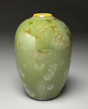 Load image into Gallery viewer, Egg Vase in Lily Pad Green Crystalline, 5.75"h (Ben Owen III)