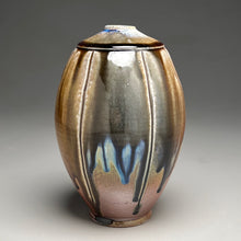 Load image into Gallery viewer, Square Shouldered Melon Egg Vase in Cobalt and Ash Glazes, 8.75"h (Ben Owen III)