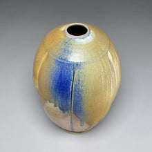 Load image into Gallery viewer, Melon Egg Vase in Cobalt, Yellow Matte, and Ash Glazes, 14.5"h (Ben Owen III)