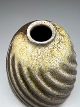 Load image into Gallery viewer, Spiral Melon Egg Vase in Copper Penny & Ash Glazes, 12"h (Ben Owen III)