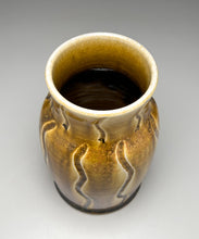 Load image into Gallery viewer, Carved Vase #2 in Amber Celadon 8.5"h (Bryan Pulliam)
