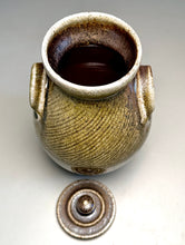 Load image into Gallery viewer, Combed Covered Jar in Copper Penny &amp; Ash Glazes, 8.75"h (Tableware Collection)
