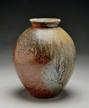 Load image into Gallery viewer, Contoured Vase with Felspar Stone in Natural Ash Glaze, 8"h (Silas Bradley)
