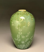 Load image into Gallery viewer, Egg Vase in Lily Pad Green Crystalline, 5.75"h (Ben Owen III)
