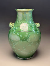 Load image into Gallery viewer, Handled Han Vase in Lily Pad Green Crystalline, 11.5"h (Ben Owen III)
