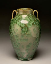 Load image into Gallery viewer, Tang Vase in Lily Pad Green Crystalline, 8.75"h (Ben Owen III)
