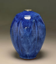 Load image into Gallery viewer, Square-Shouldered Melon Egg Vase in Opal Blue, 8.25"h (Ben Owen III)
