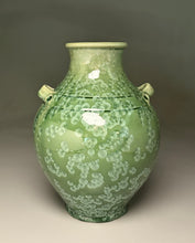 Load image into Gallery viewer, Handled Han Vase in Lily Pad Green Crystalline, 11.25"h (Ben Owen III)
