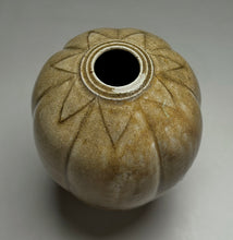 Load image into Gallery viewer, Carved Melon Egg Vase in Amber Celadon, 8.25"h (Pots From The Past)
