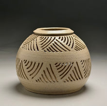 Load image into Gallery viewer, Carved Urn Luminaria in Salt Glaze, 6.5"h (Pots From The Past)
