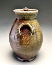 Load image into Gallery viewer, Combed Covered Jar in Copper Penny &amp; Ash Glazes, 8.75"h (Tableware Collection)

