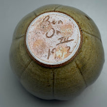 Load image into Gallery viewer, Carved Melon Egg Vase in Amber Celadon, 8.25"h (Pots From The Past)
