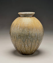 Load image into Gallery viewer, Contoured Vase with Felspar Stone in Natural Ash Glaze, 8"h (Silas Bradley)
