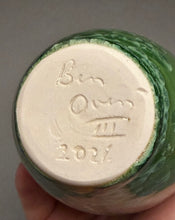 Load image into Gallery viewer, Pear Vase in Lily Pad Green Crystalline, 6.25"h (Ben Owen III)

