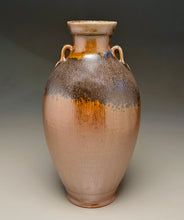 Load image into Gallery viewer, Combed Two-Handled Vase in Copper Penny and Ash Glazes, 12"h (Ben Owen III)

